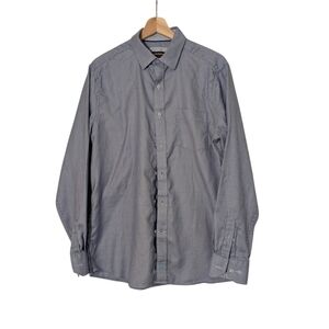 Johnston & Murphy Men's Classic Blue Checkered Shirt, M